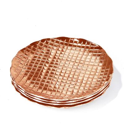 American Atelier Glass Coasters, Set of 4, 4.52" Round, Check Pattern