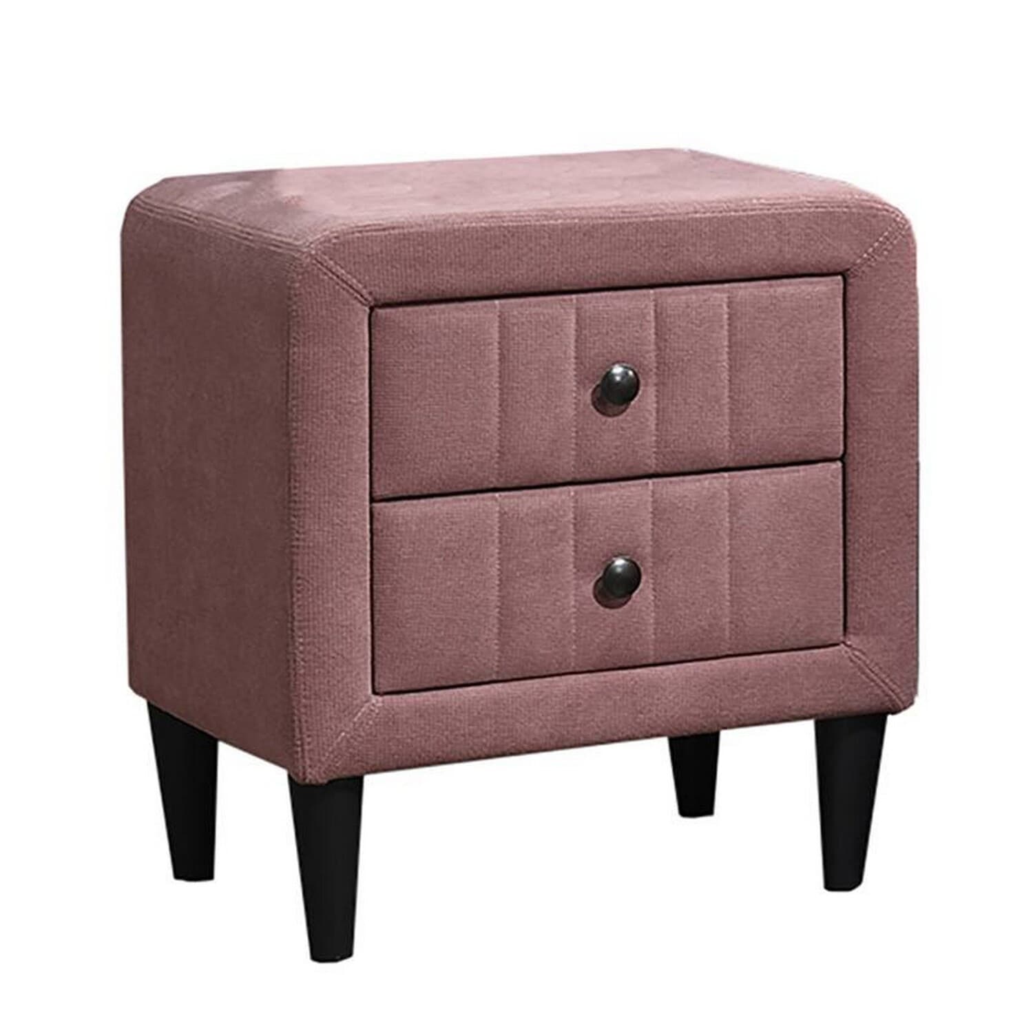 Pink/Charcoal Gray 2 Drawer 20.5 in. W Nightstand with Soft Linen Upholstery