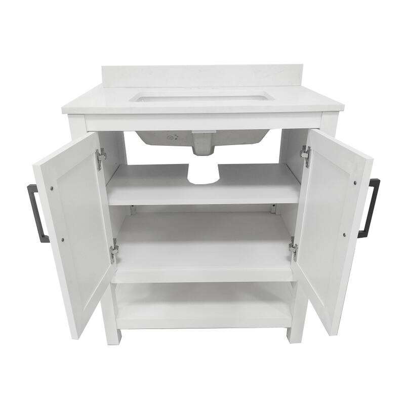 Bathroom Vanity with Undermount Sink and Open Storage Shelf