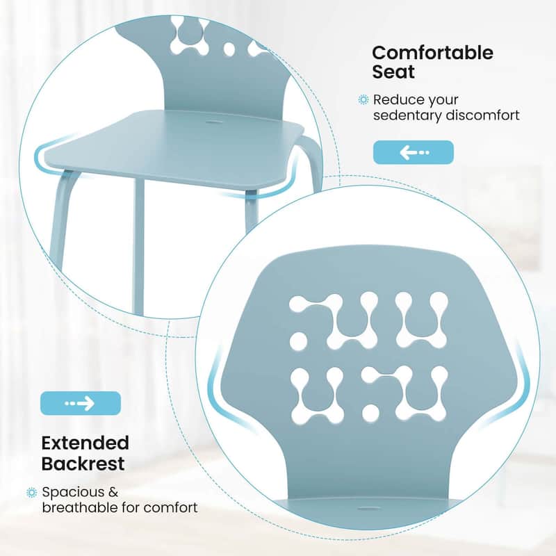 Costway Metal Dining Chair Set of 4 Armless Kitchen Hollowed Backrest - See Details