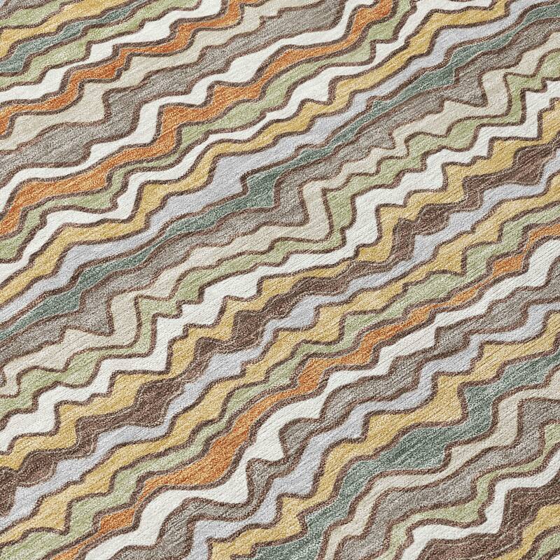 Machine Washable Indoor/ Outdoor Ziggy Stripe Chantille Rug