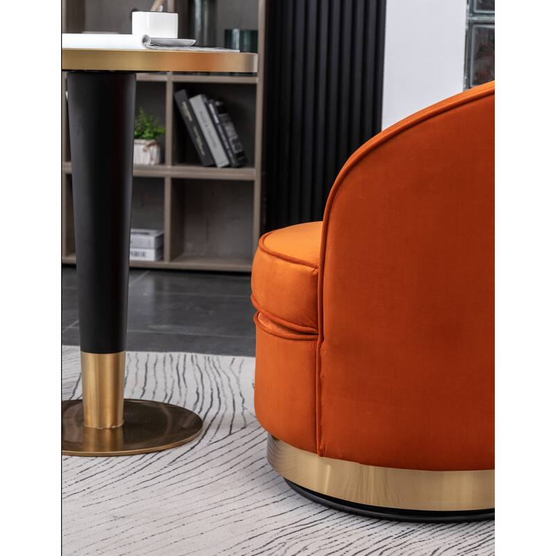 Roundhill Furniture Wania Contemporary Velvet Swivel Chair, Blue