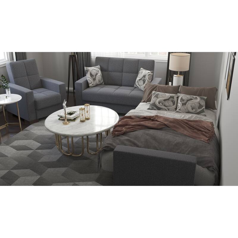 Collection Upholstered Convertible Loveseat With Storage