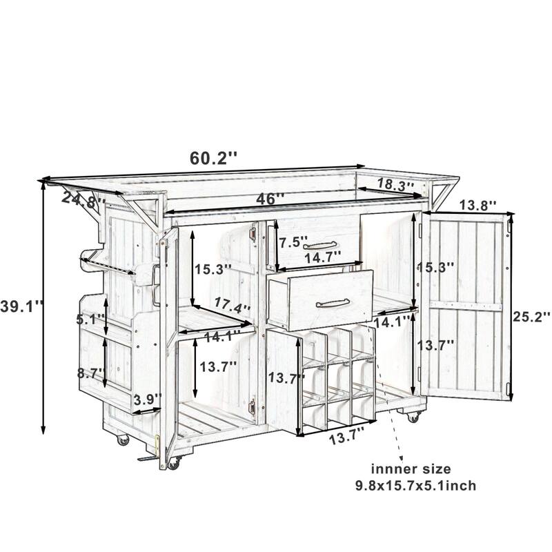 Roomfitters Outdoor Grill Cart and Kitchen Island, Stainless Steel Top, Portable Potting Bench with Storage, Wheels