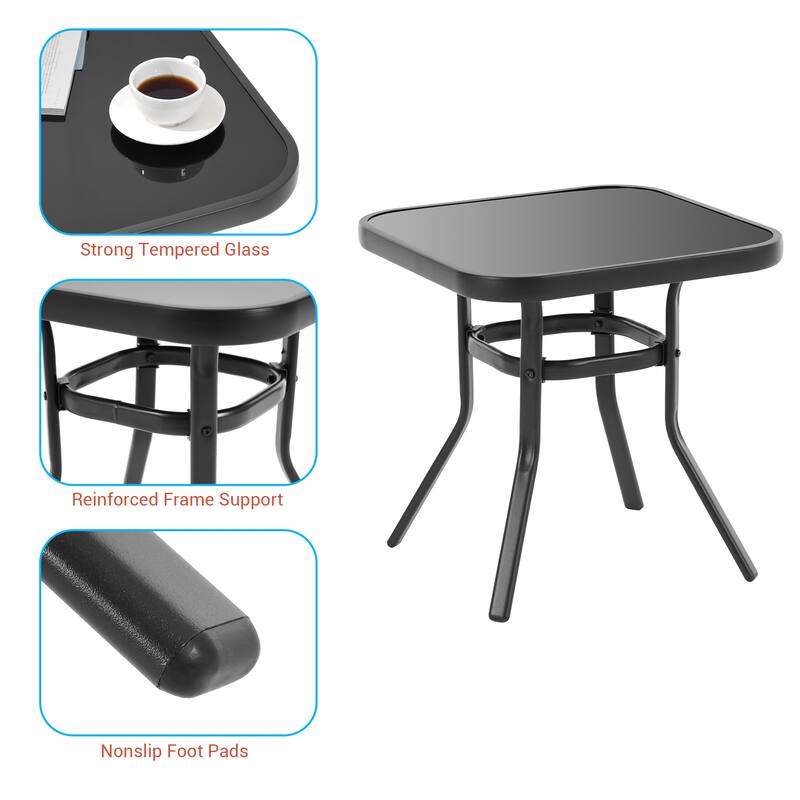 LIVOOSUN 3 Pieces Outdoor Bistro Sets With Table, Soft Cushions