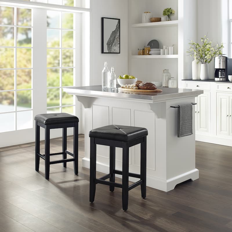 Crosley Julia Island with Upholstered Square Stools - 53"d x 50"w x 36"h