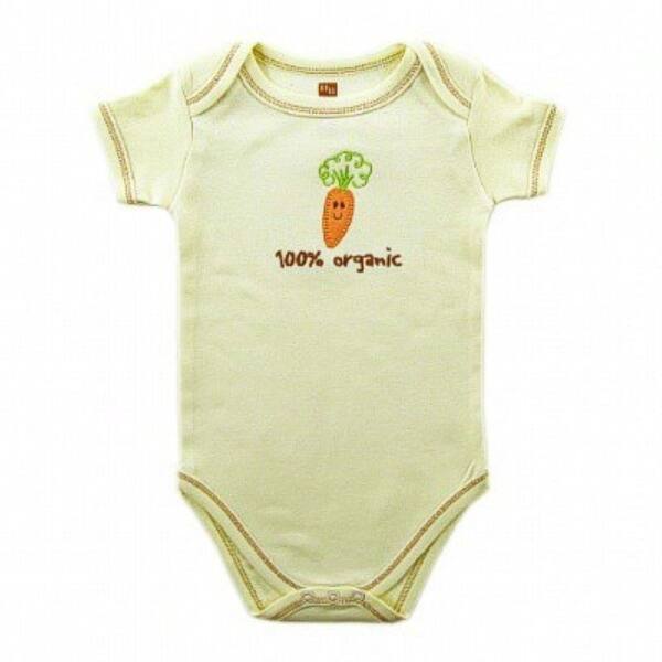 slide 1 of 1, Touched by Nature Baby Unisex Organic Cotton Bodysuits, Carrot Ecru 12-18 Months