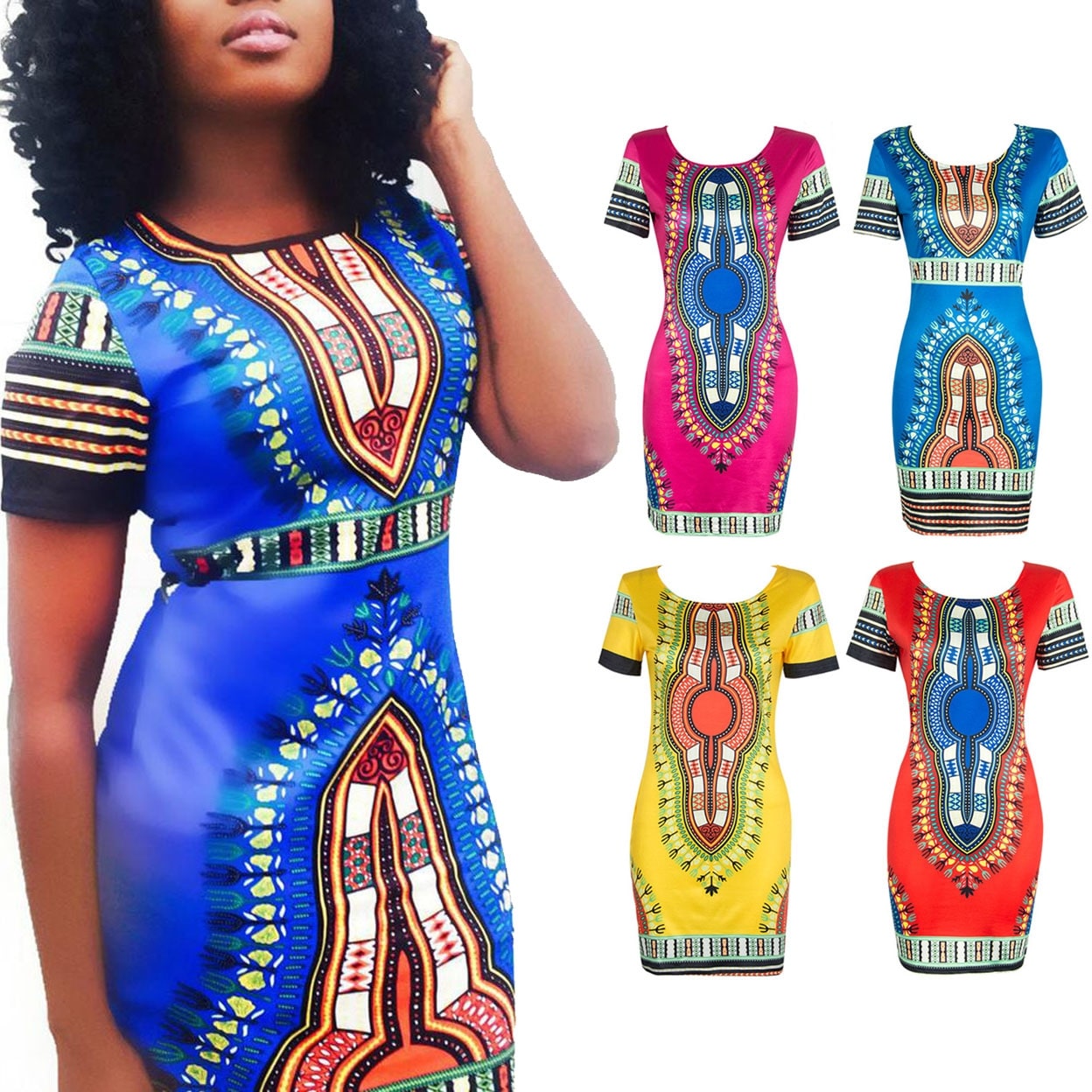 african print sheath dress
