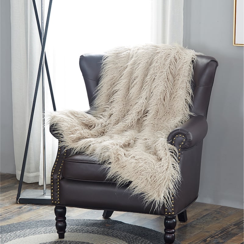Karenne Shaggy Fauxfur Throw Blanket