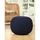preview thumbnail 3 of 49, AANNY Designs Lychee Knitted Cotton Round Pouf Ottoman Navy Blue
