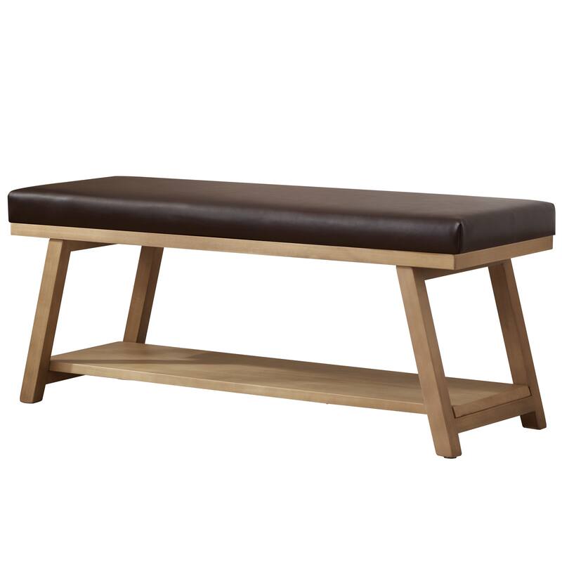 Solid Wood Shoe Bench with Cushion Entryway Shoe Bench