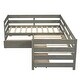 preview thumbnail 27 of 25, Twin Size L-shaped Platform Bed with Storage Drawers, Wooden Bed Frame