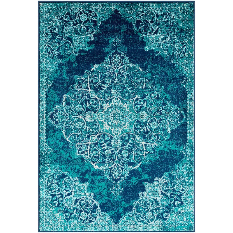 Terenzio Traditional Teal Area Rug