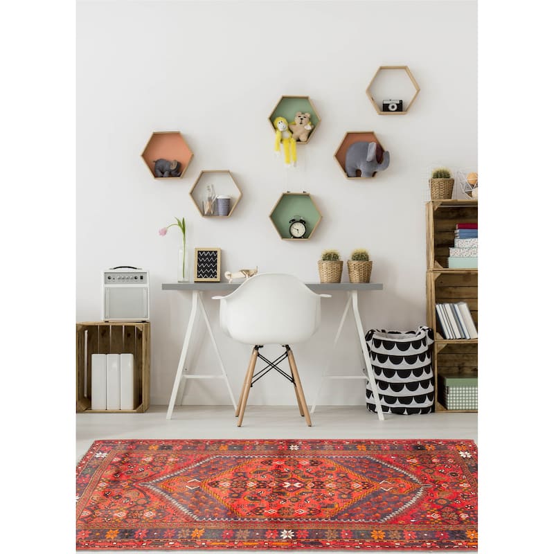 ECARPETGALLERY Hand-knotted Andelz Red Wool Rug - 4'3 x 6'10