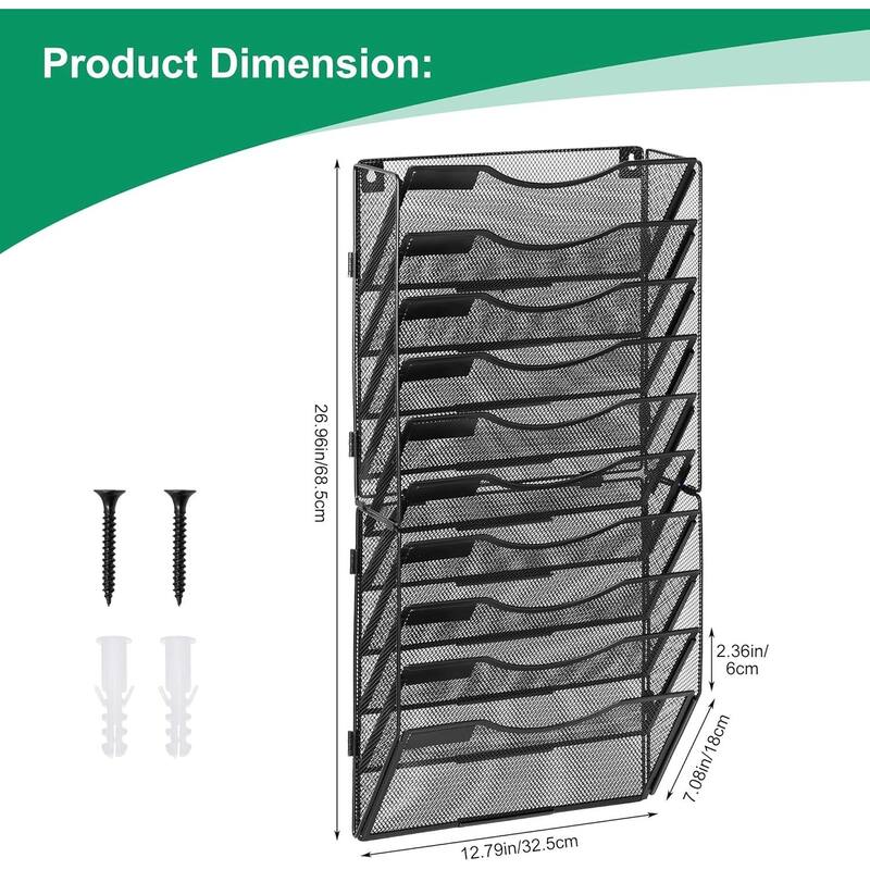 Hanging Wall File Holder, Paper Storage Organizer