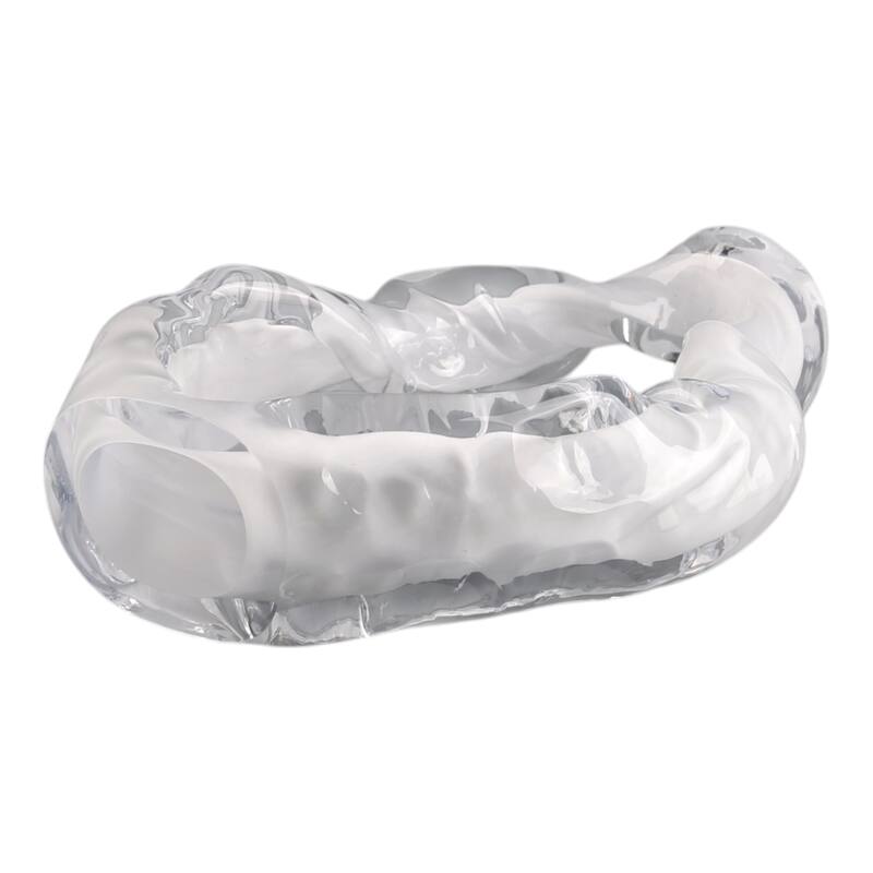 Glass Sculpture Modern Decorative Elegant for Home Decor - 10" White - 8.5" x 3" x 10"