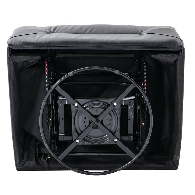 360° Swivel and Rocking Home Theater Recliner Manual Recliner Chair with a LED Light Strip for Living Room,Bedroom, Black
