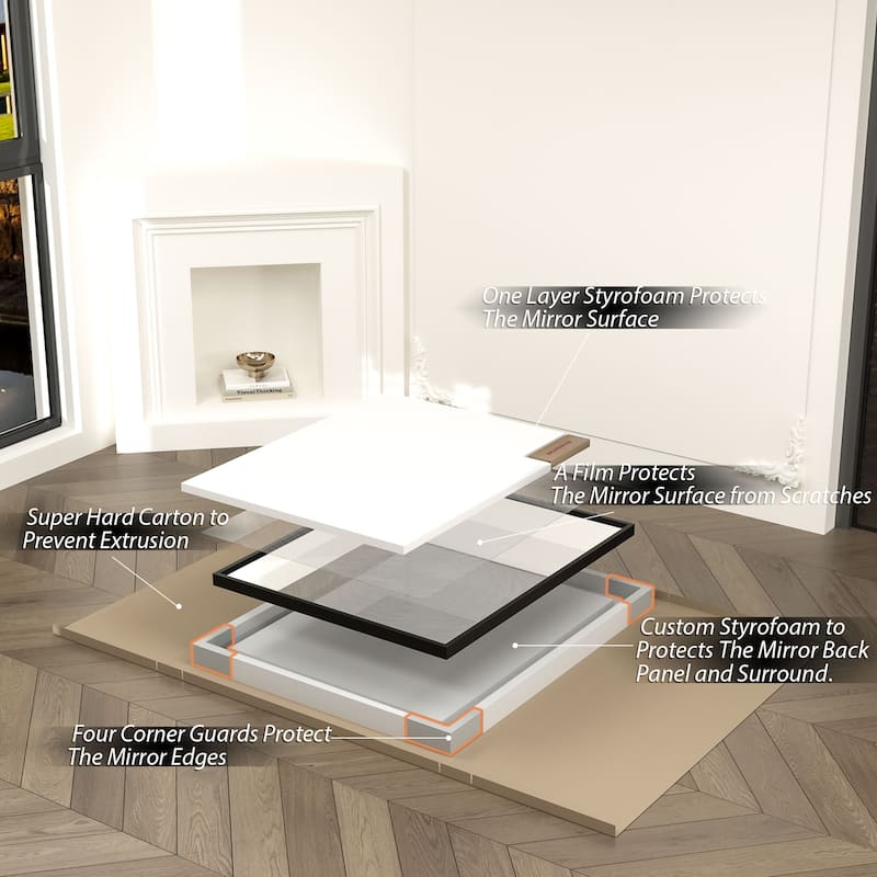 Aluminum Alloy Framed French Cleat Mounted Tempered Glass Wall Vanity Mirror