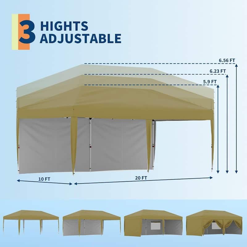 10x20 Pop Up Canopy Tent Outdoor with 2 Removable Sidewalls