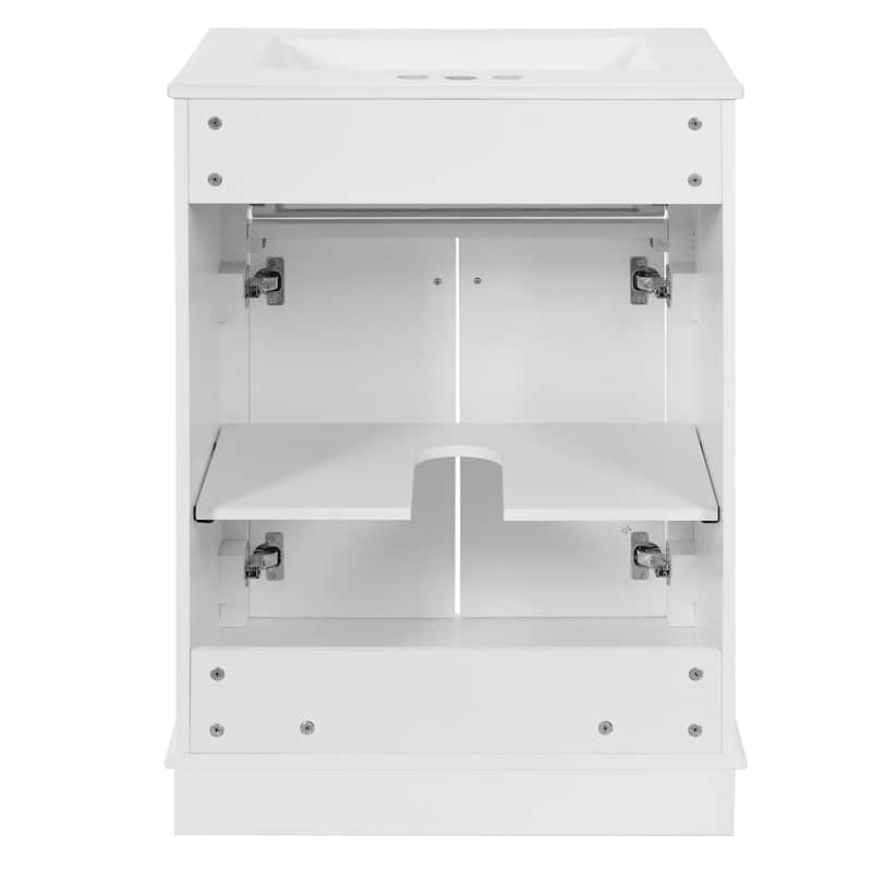 24" Freestanding Bathroom Vanity with White Integrated Ceramic Sink - 24'' x 18.5'' x 33''