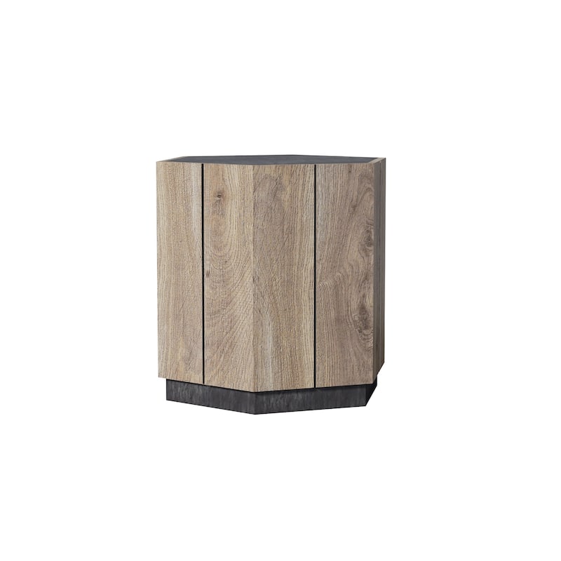 Hexagonal Coffee Table With Storage Drawer Rural Style Side End Table For Living Room Dining Room Bedroom - light oak 1 drawer
