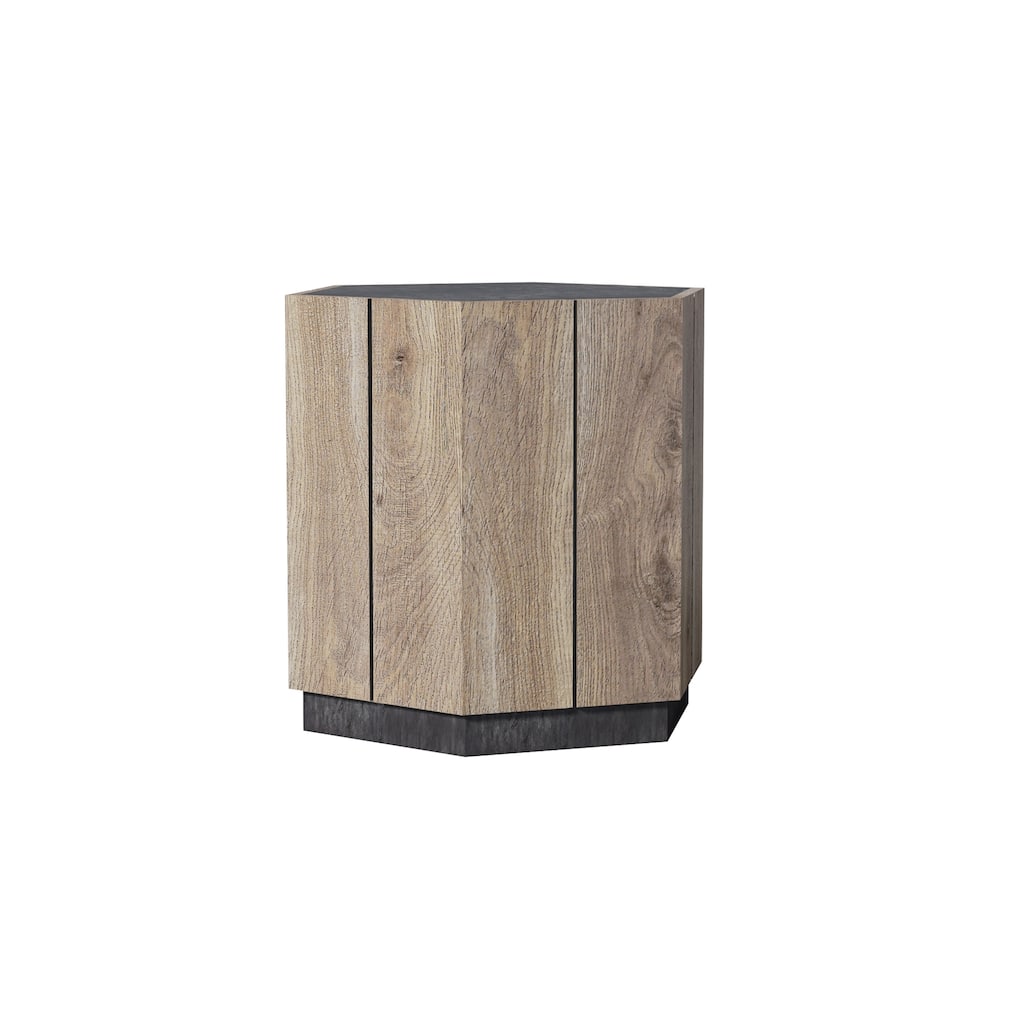 Hexagonal Coffee Table With Storage Drawer Rural Style Side End Table For Living Room Dining Room Bedroom