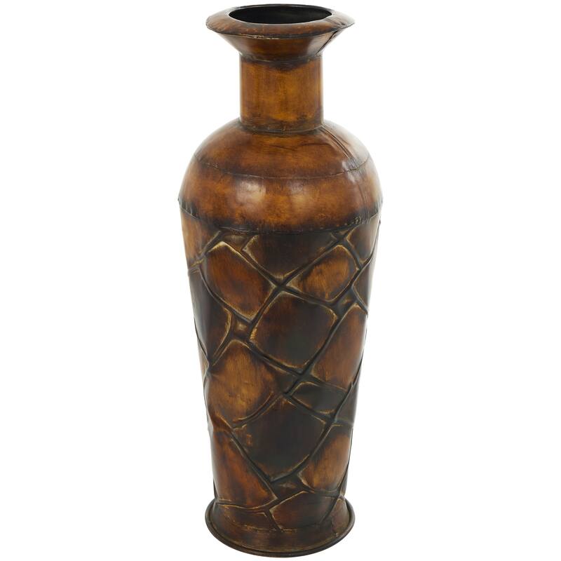 Hammered Iron Metal Rustic Traditional Floor Vase Set (3)