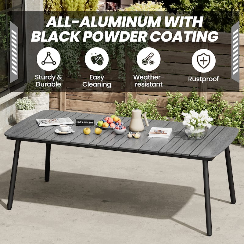 Outdoor Patio Dining Table Rectangular Aluminum Outdoor Table for 6/8/10 Person