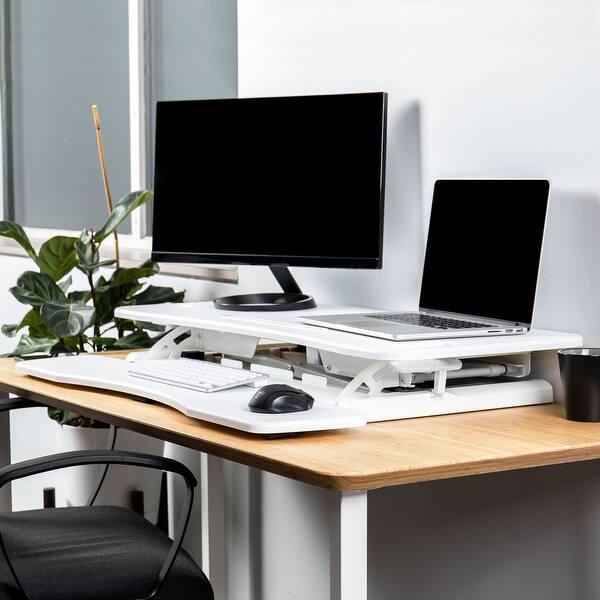 Techorbits Rise X Pro Standing Desk Converter Height Adjustable Stand Up Desk Riser Sit To Stand Desktop Workstation Overstock 32511624