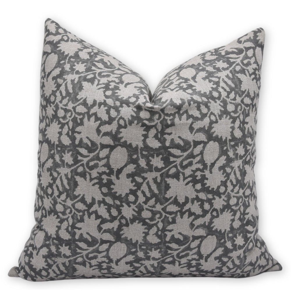 Linen Square Block print pillow Cover - Manikarnika