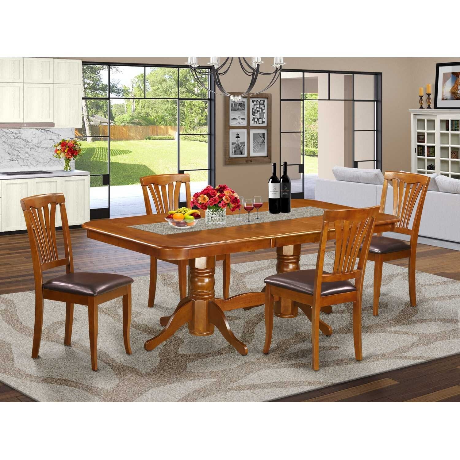 Dining Table Set 9 Piece Extendable Table & Chairs Kitchen Dinette Set
