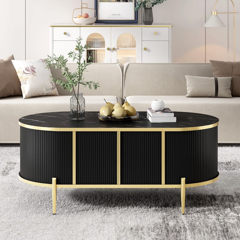 Modern Luxury Oval Fluted Coffee Table
