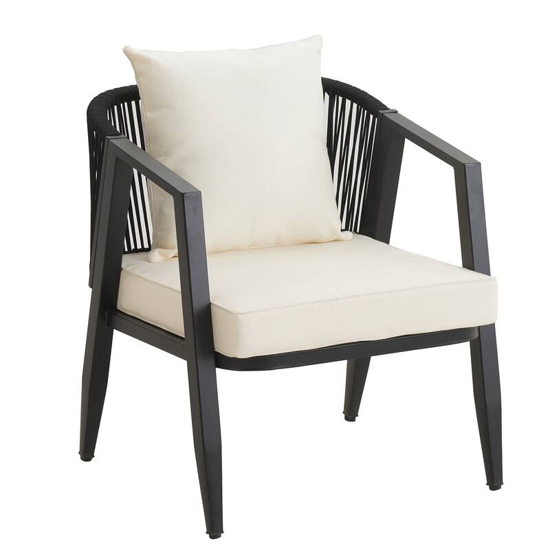 4-Piece Outdoor Iron Sofa Set with Coffee Table & Cushions