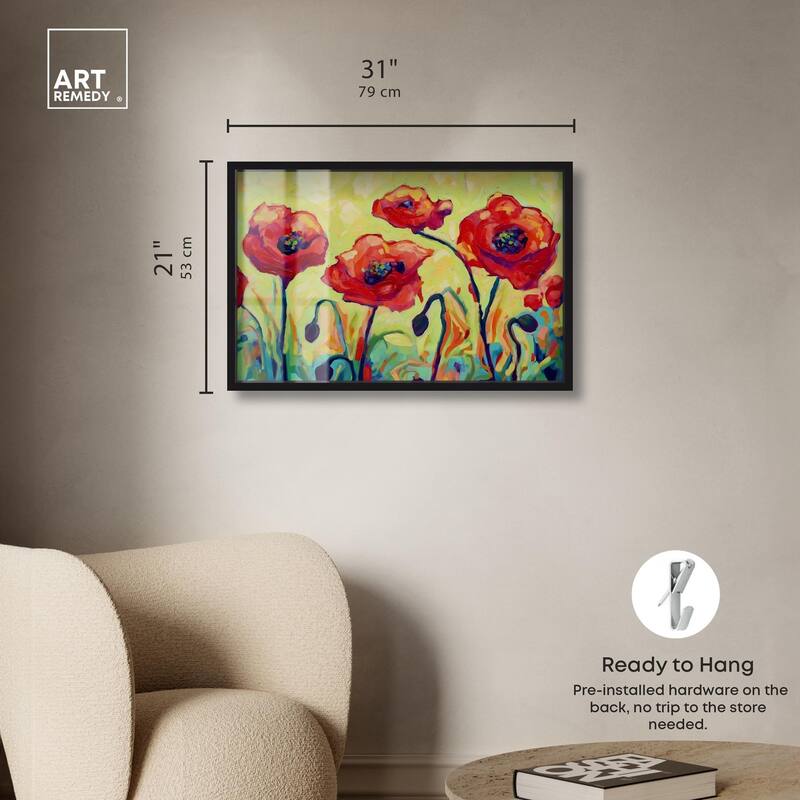 Red Poppy Field II Shadowbox by Art Remedy