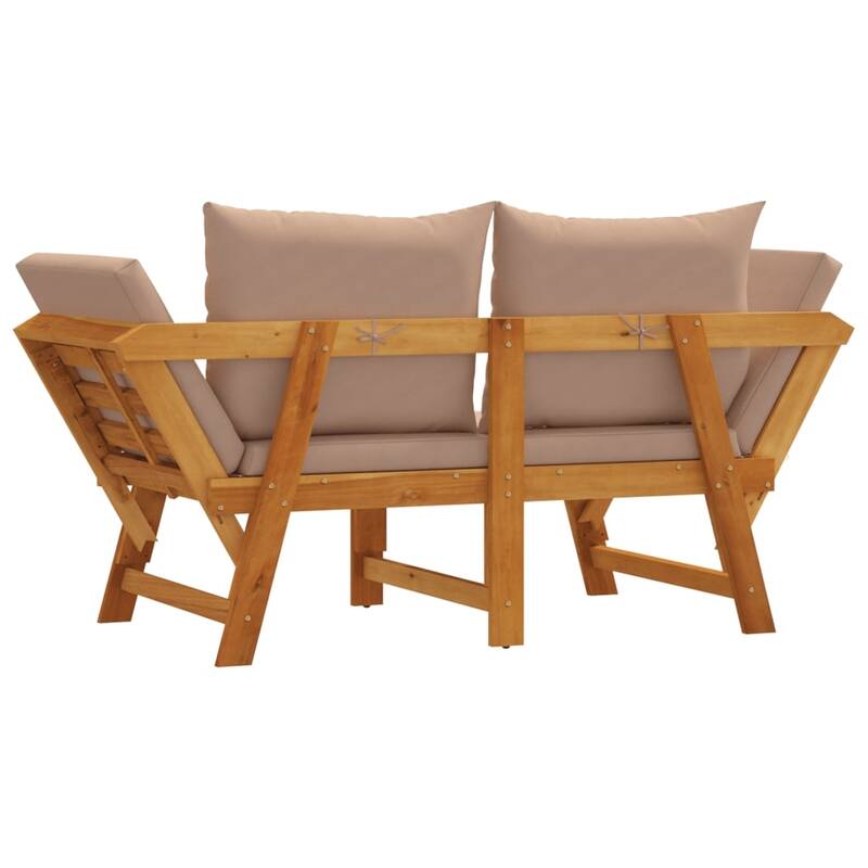 vidaXL Patio Bench with Cushions 2-in-1 Outdoor Seating Solid Wood Acacia
