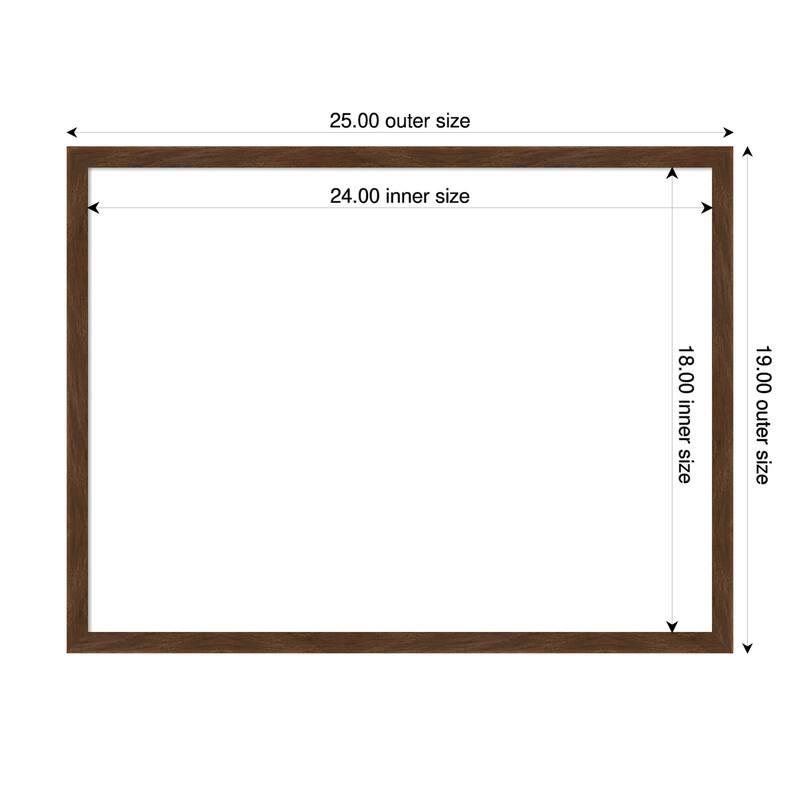 Amanti Art Carlisle Blonde Narrow Framed Dry Erase Magnetic Board - 25 x 19 in - Carlisle Brown Narrow