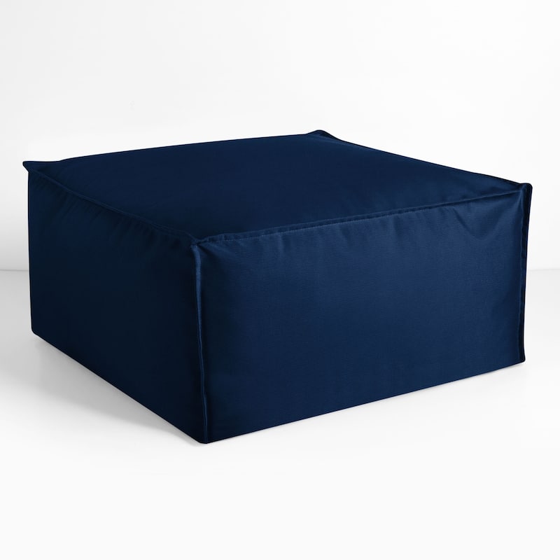 Sorra Home Sunbrella Outdoor Top Stitch Solid Bean Pouf