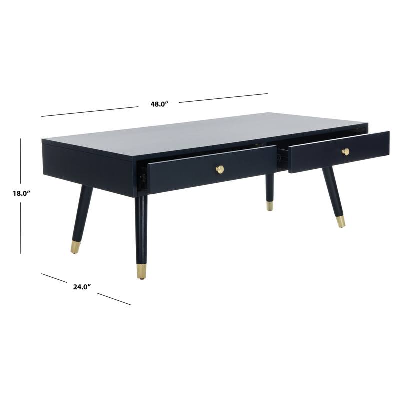 SAFAVIEH Levinson Mid-Century Gold Cap Coffee Table - 48" x 24" x 18"
