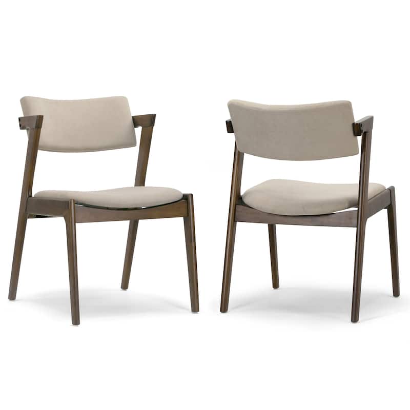 Set of 2 Auden Retro Modern Dark Brown Wood Wing Chair