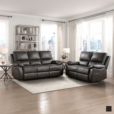 Harrington 2-Piece Faux Leather Manual Reclining Living Room Sofa Set