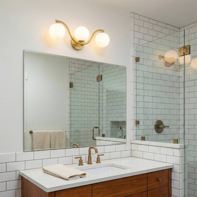 Acroma 3 - Light Gold Seel Wavy Dimmable Vanity Light