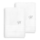 preview thumbnail 25 of 27, Authentic Hotel and Spa Omni Turkish Cotton Terry Set of 2 White Bath Towels with Grey Script Monogrammed Initial White/H