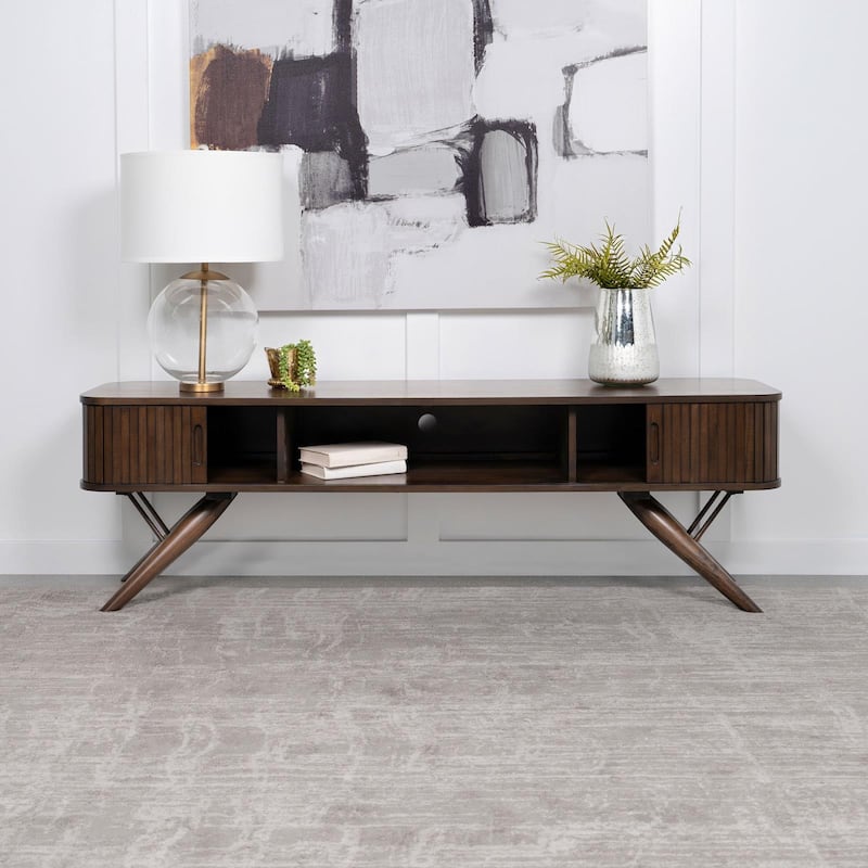 Stewart Walnut TV Stand with Sliding Door