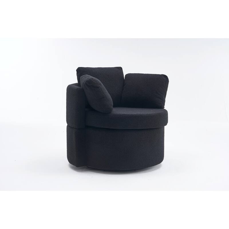 360° Swivel Chair with Storage and Throw Pillows
