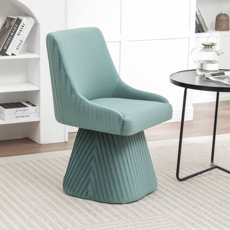 SEYNAR Modern Velvet 360 Degree Swivel Armless Dining chair - Green