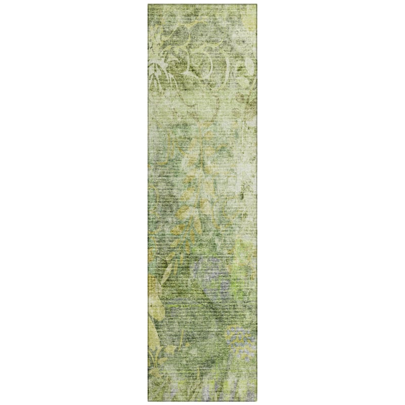 Machine Washable Indoor/ Outdoor Modern Floral Chantille Rug
