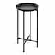 Kate and Laurel Celia Round Foldable Metal Accent Table - Black