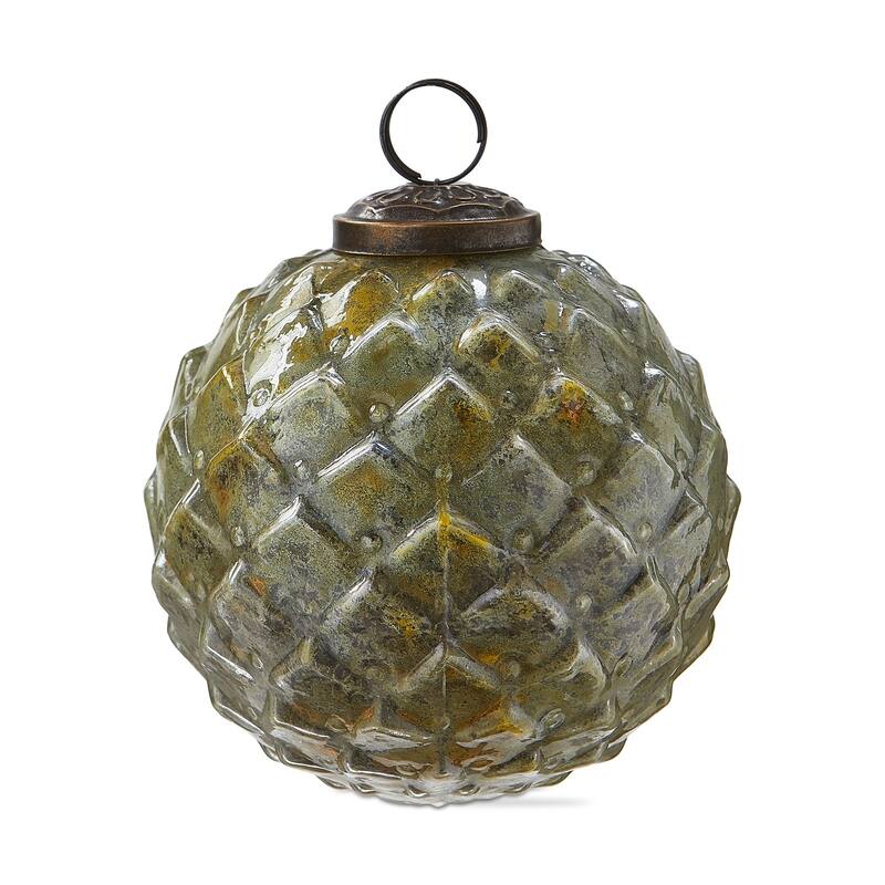 Gilded Yellow Glass Ball Ornament 4 Inch for Christmas Tree Decor Dust Clean