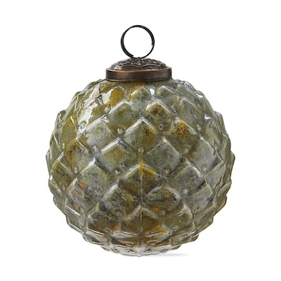 Gilded Yellow Glass Ball Ornament 4 Inch for Christmas Tree Decor Dust Clean
