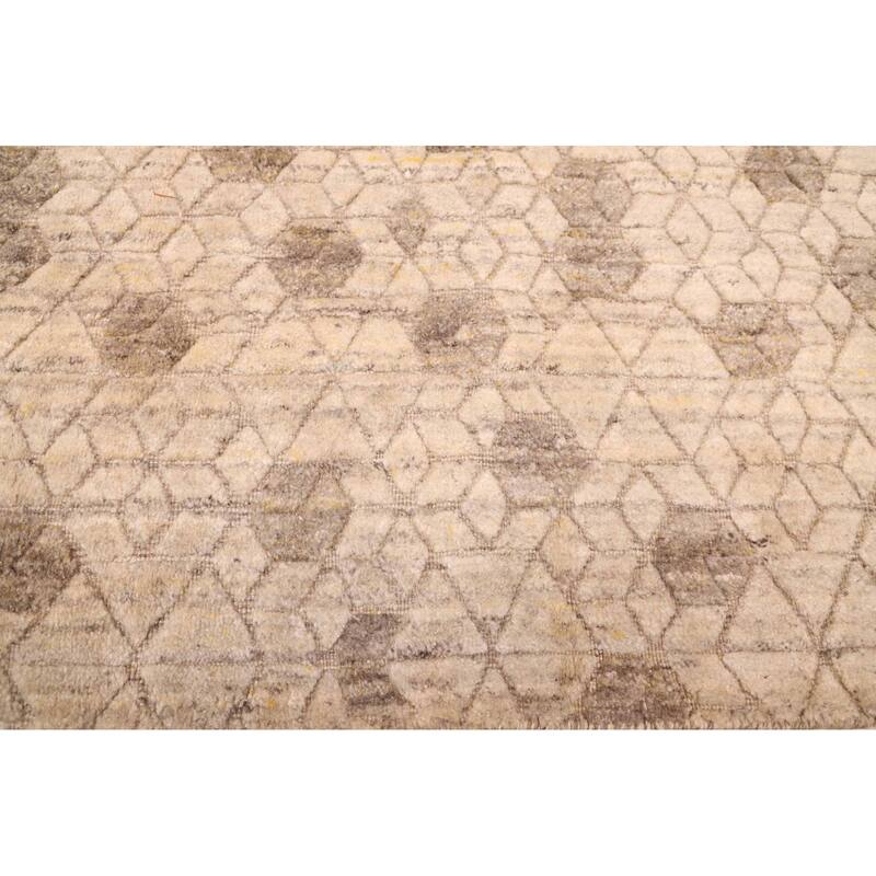 ECARPETGALLERY Hand Loomed Elysian Beige Wool Rug - 7'11 x 10'1